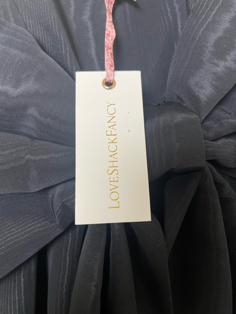 NWT LoveShackFancy Spin Black Bow-Back Mini Dress - Picture 5 of 5